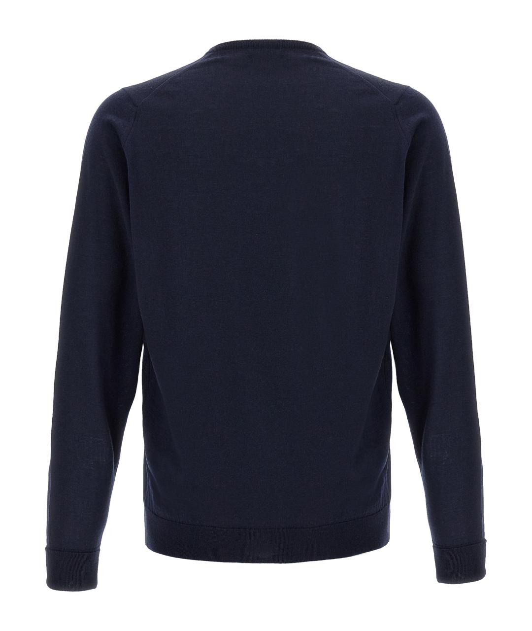 JOHN SMEDLEY Темно-синий шерстяной джемпер / свитер, фото 2