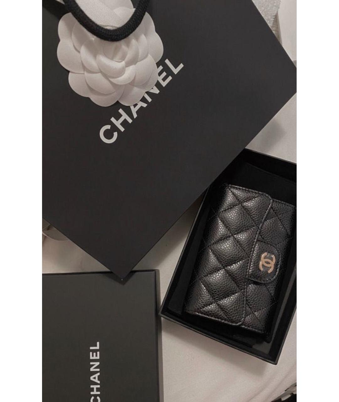 CHANEL Черный кожаный кошелек, фото 3