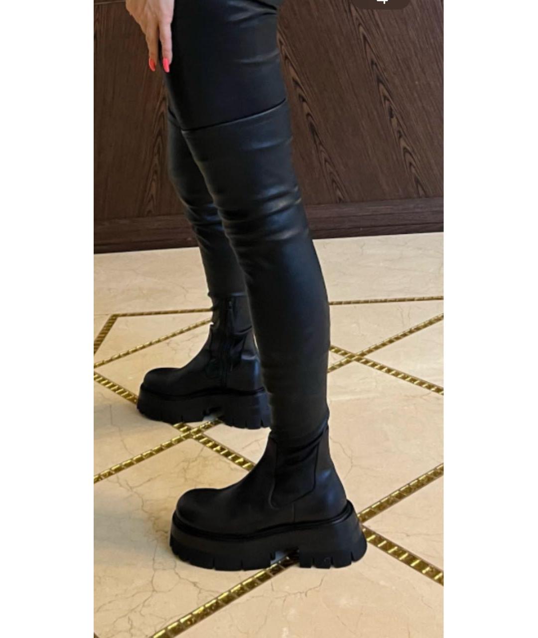 VERSACE Черные кожаные ботфорты, фото 7