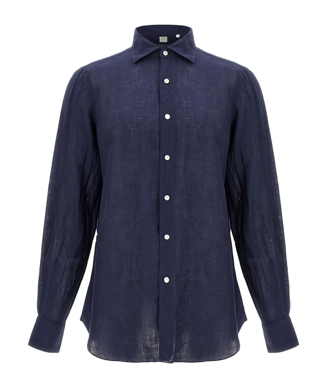 FINAMORE Синяя льняная кэжуал рубашка, фото 1