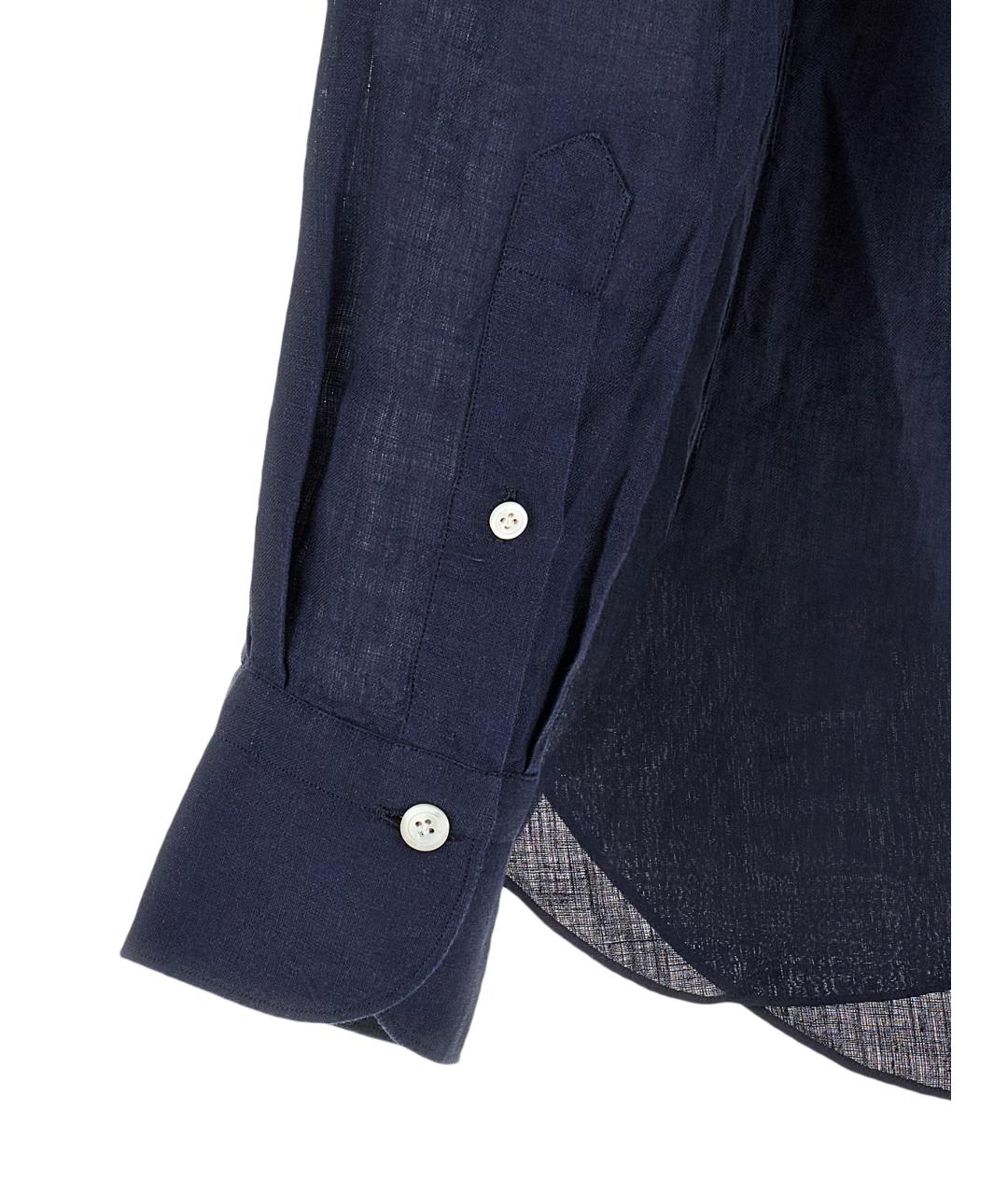 FINAMORE Синяя льняная кэжуал рубашка, фото 4