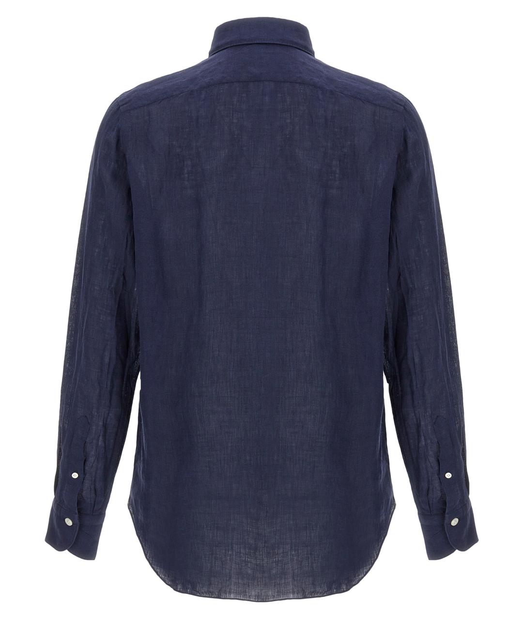 FINAMORE Синяя льняная кэжуал рубашка, фото 2