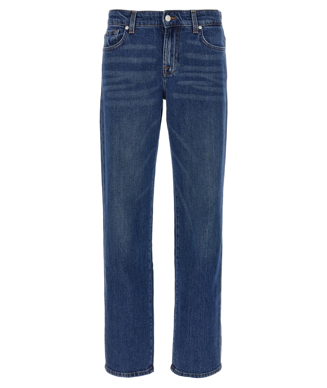 7 FOR ALL MANKIND Синие хлопковые прямые джинсы, фото 1