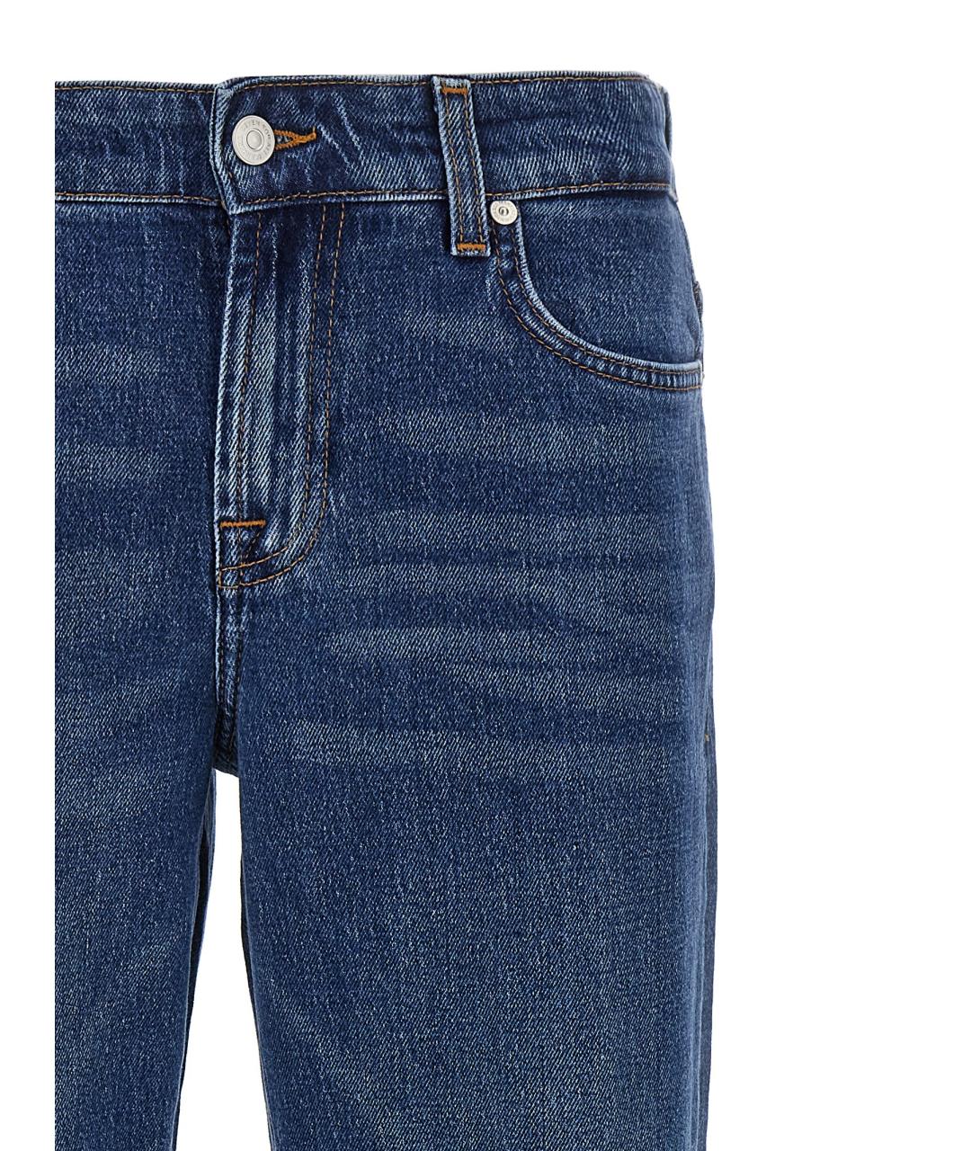 7 FOR ALL MANKIND Синие хлопковые прямые джинсы, фото 3