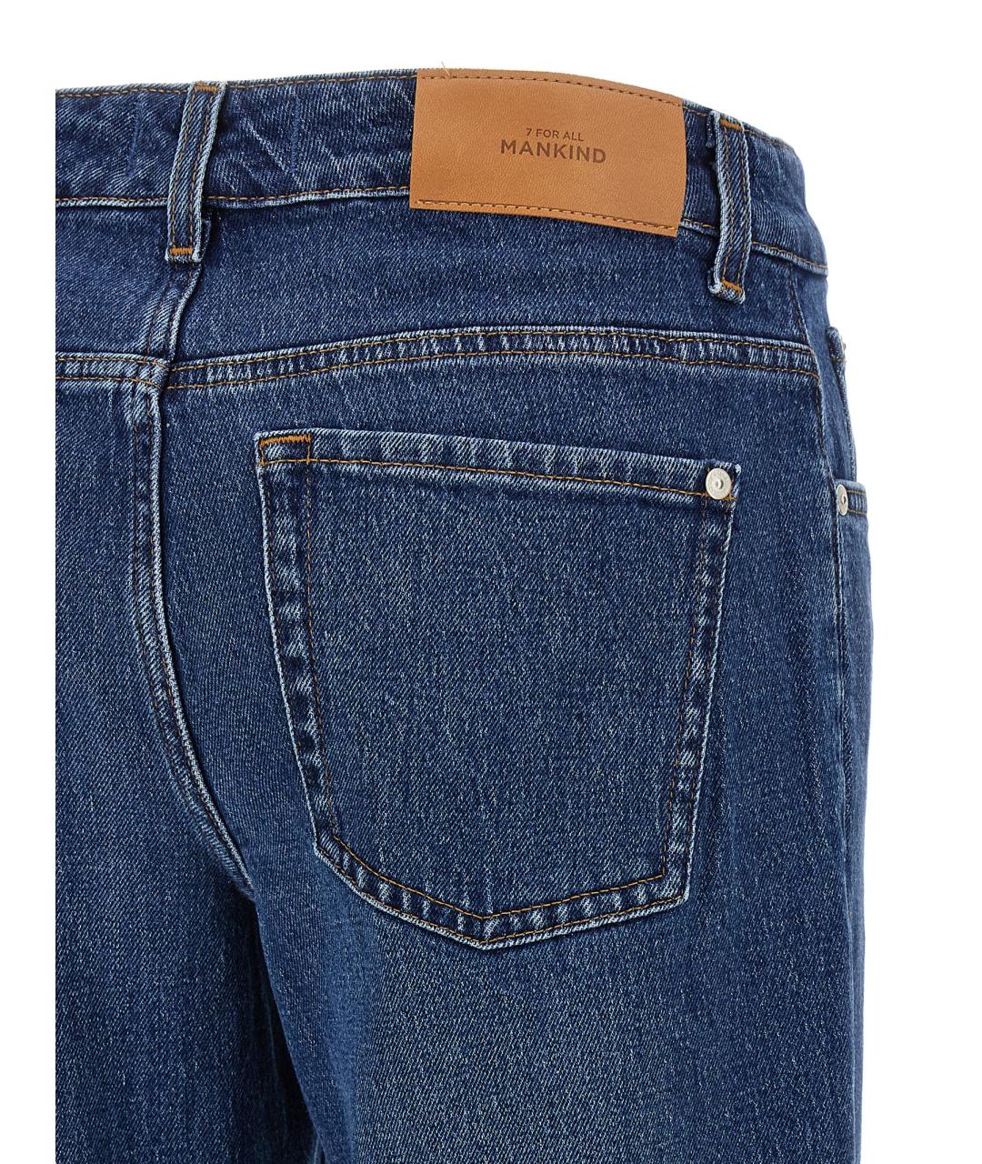 7 FOR ALL MANKIND Синие хлопковые прямые джинсы, фото 4