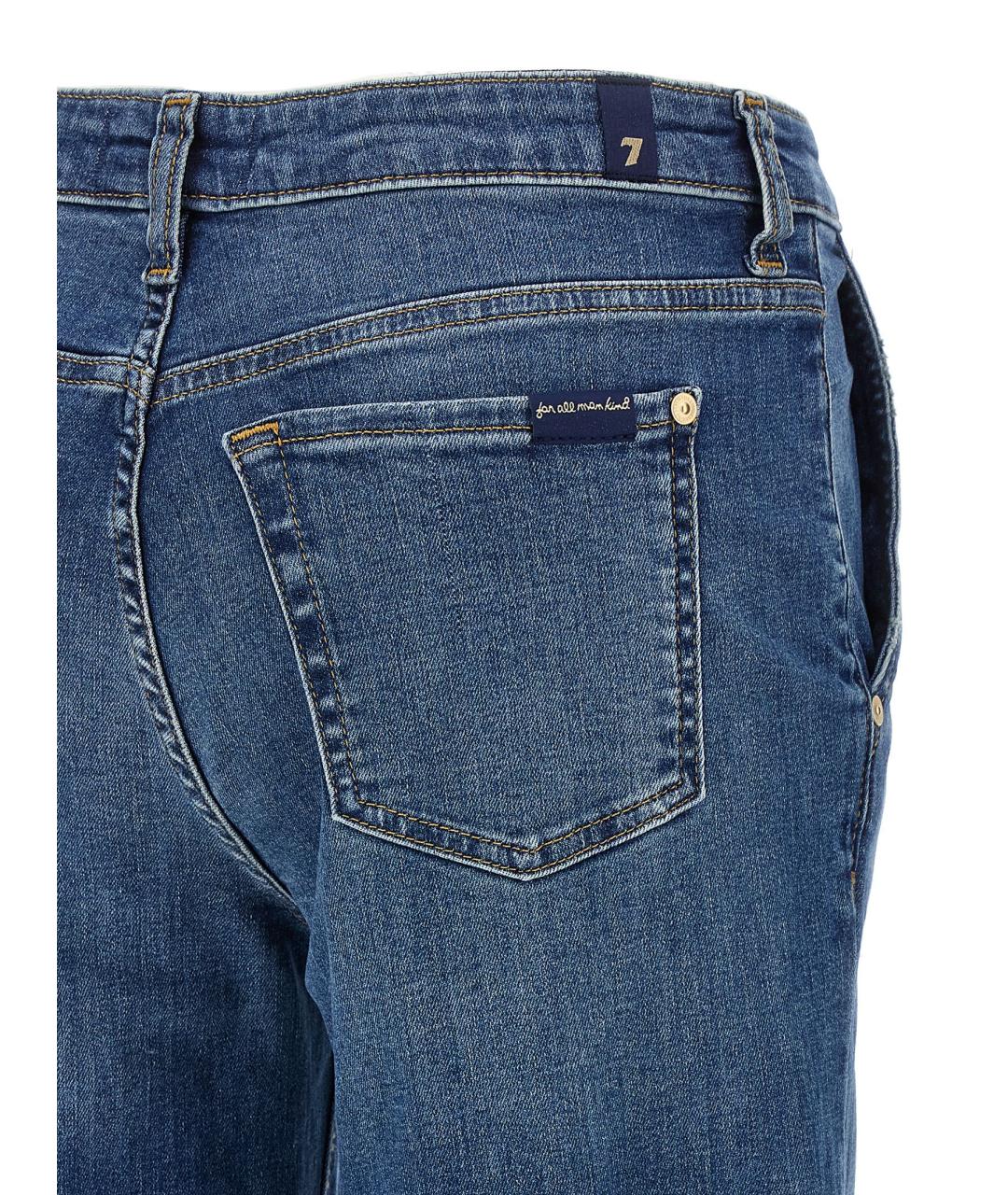 7 FOR ALL MANKIND Синие хлопковые прямые джинсы, фото 4