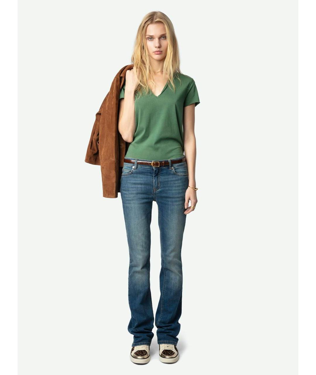 ZADIG & VOLTAIRE Зеленая хлопковая футболка, фото 3
