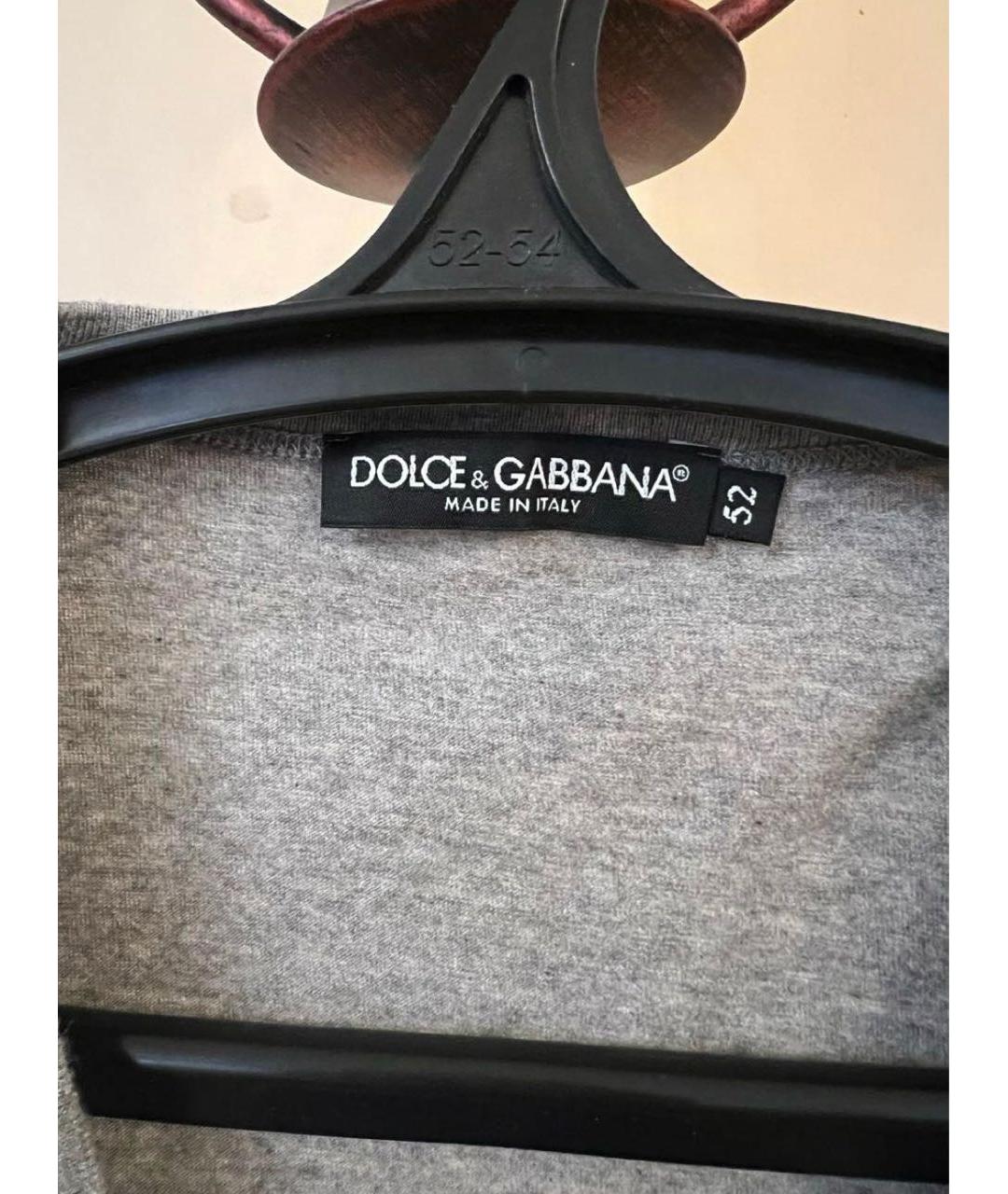 DOLCE&GABBANA Серая хлопковая футболка, фото 2
