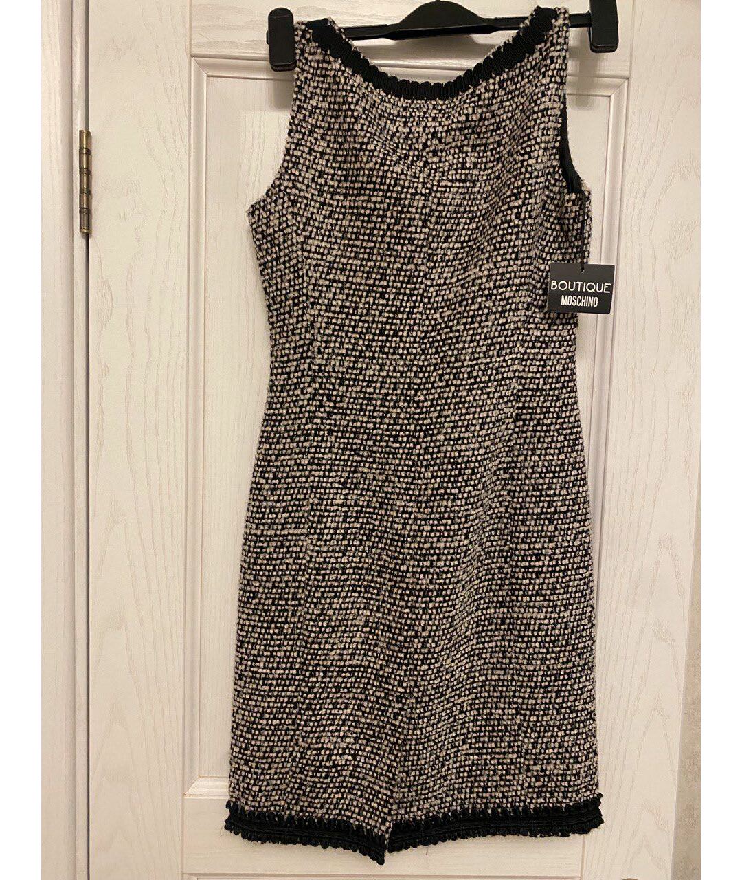BOUTIQUE MOSCHINO Антрацитовое шерстяное повседневное платье, фото 2