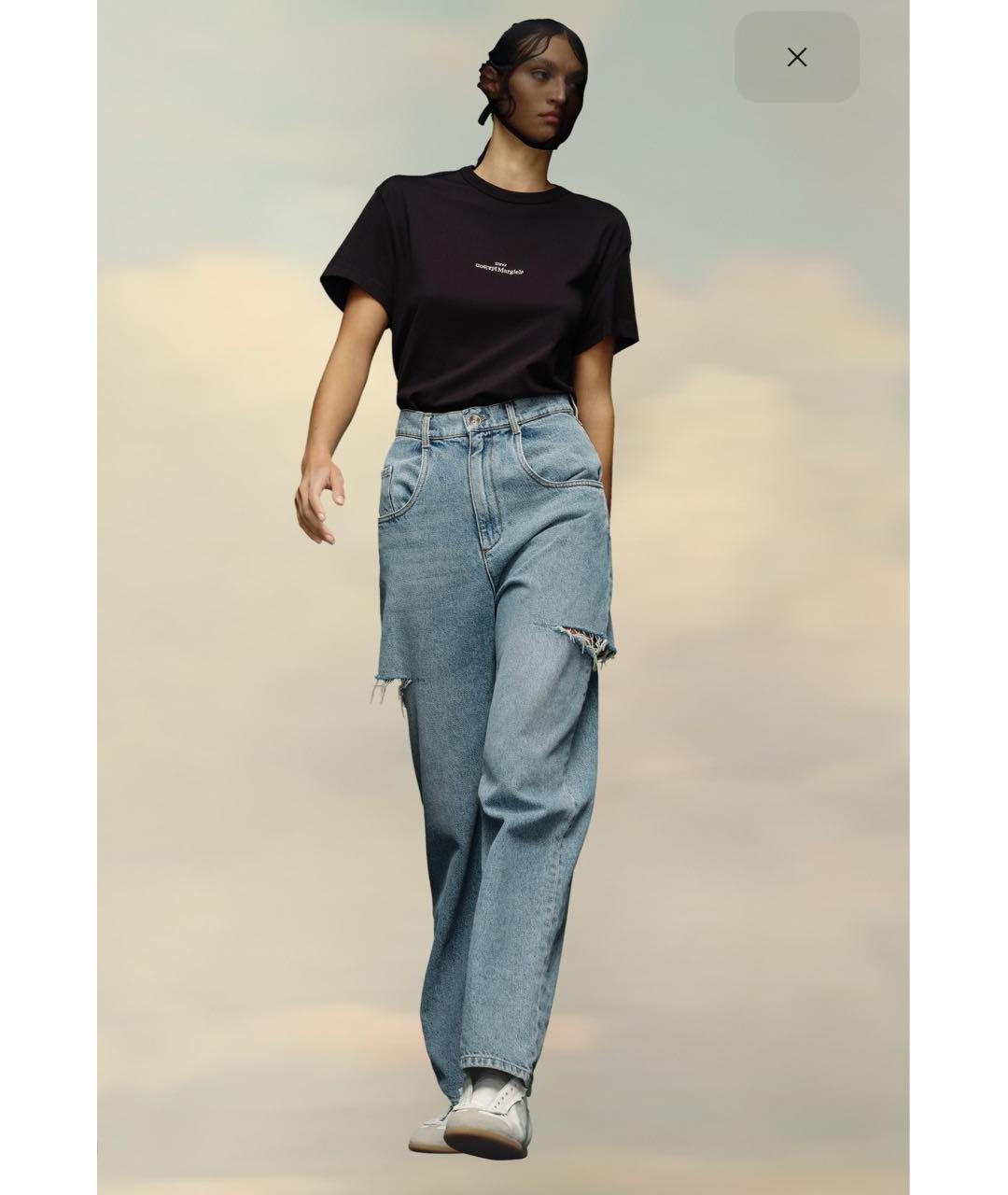 MAISON MARGIELA Голубые хлопковые прямые джинсы, фото 2