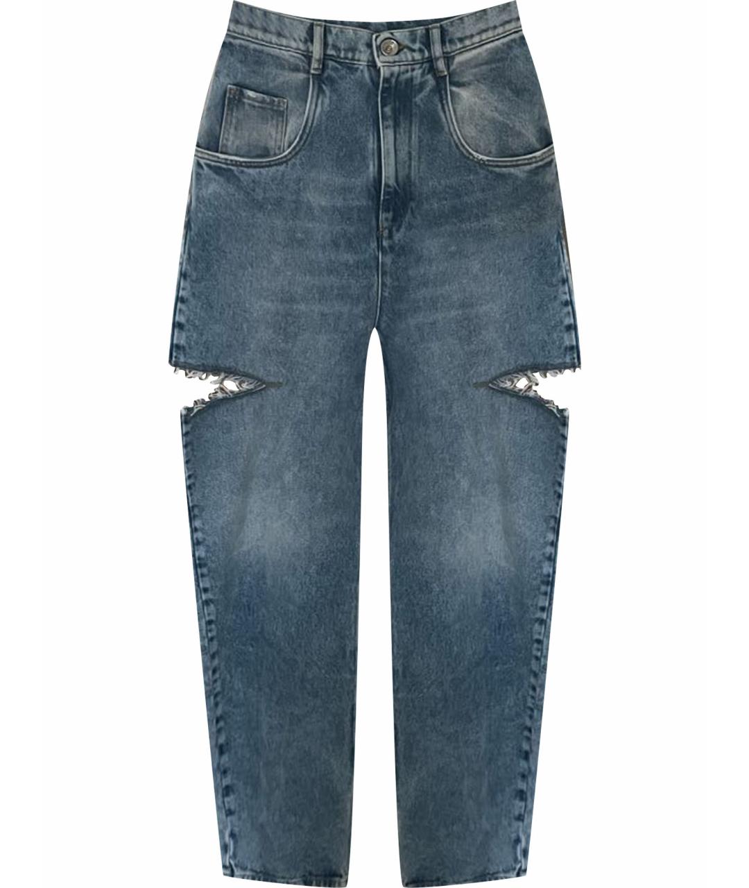 MAISON MARGIELA Голубые хлопковые прямые джинсы, фото 1