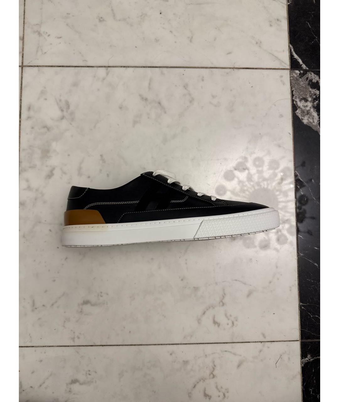 HERMES Черные кожаные низкие кроссовки / кеды, фото 5