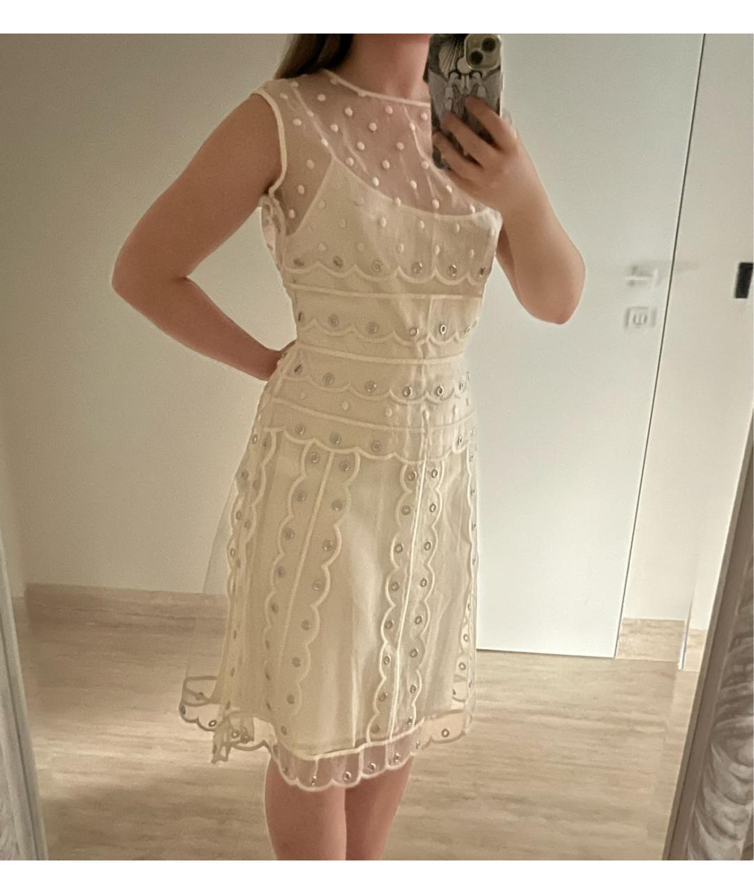 RED VALENTINO Белый шелковый сарафан, фото 6