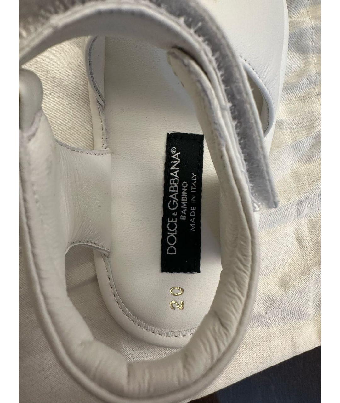 DOLCE&GABBANA Белые кожаные сандалии и шлепанцы, фото 3