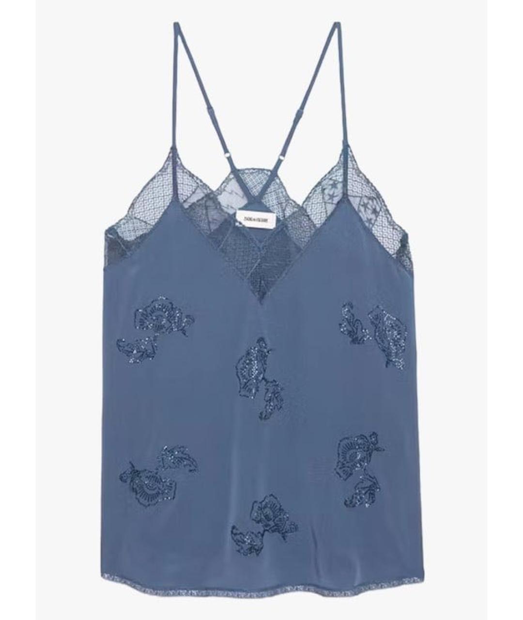 ZADIG & VOLTAIRE Голубая шелковая майка, фото 5