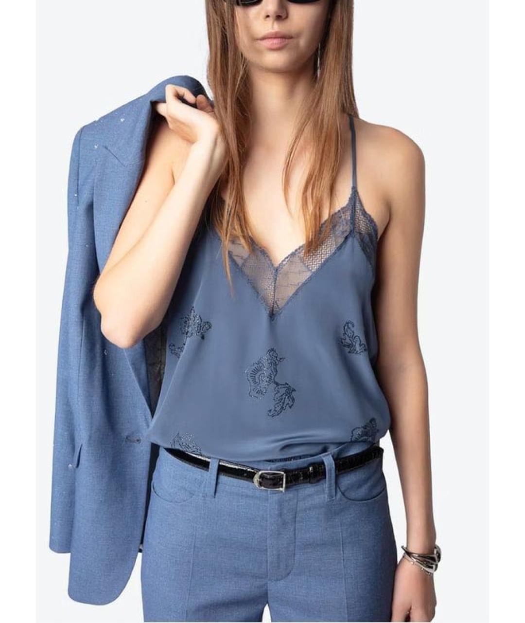 ZADIG & VOLTAIRE Голубая шелковая майка, фото 2