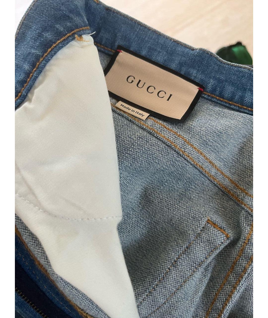 GUCCI Синие хлопковые джинсы клеш, фото 3
