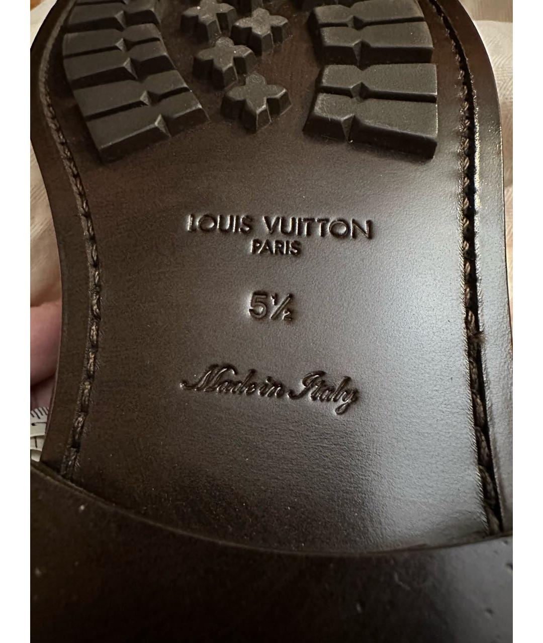 LOUIS VUITTON Коричневые кожаные лоферы, фото 4