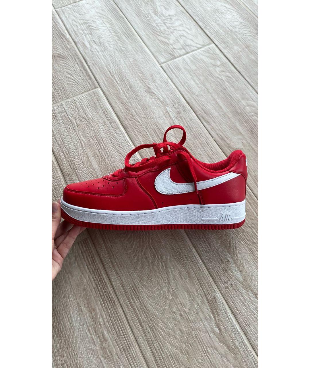 NIKE Красные кожаные низкие кроссовки / кеды, фото 7
