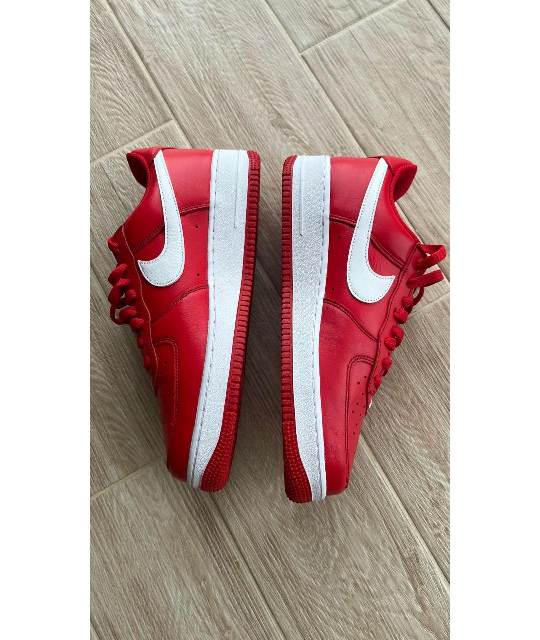 NIKE Красные кожаные низкие кроссовки / кеды, фото 4