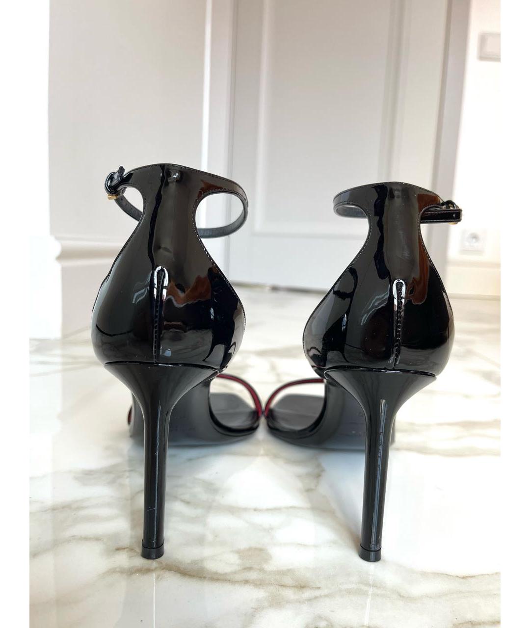 SAINT LAURENT Черные босоножки из лакированной кожи, фото 4