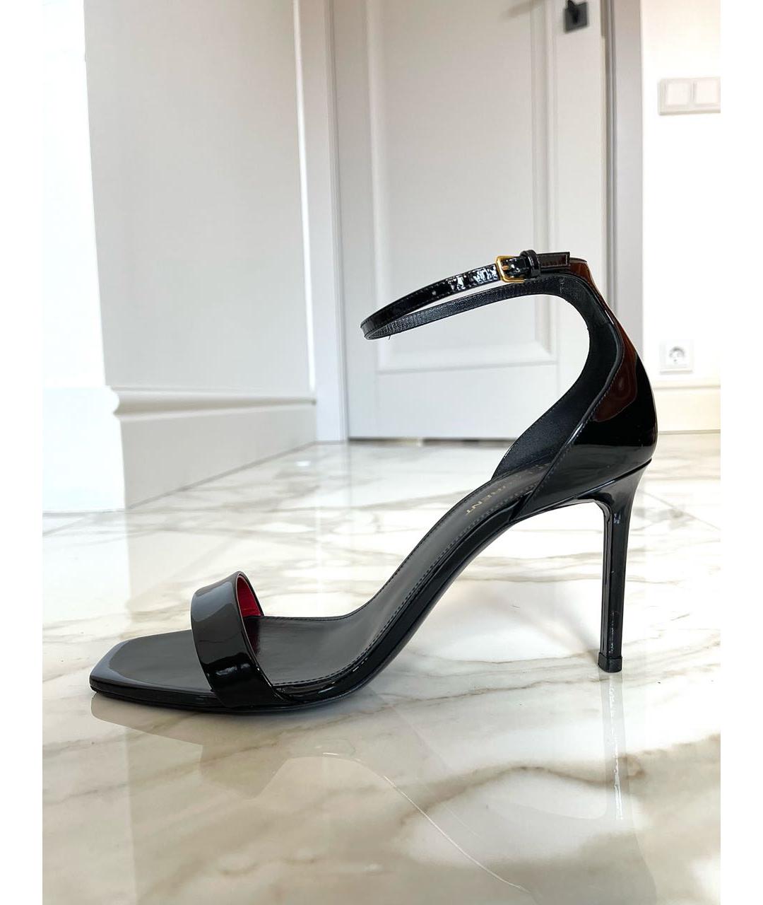 SAINT LAURENT Черные босоножки из лакированной кожи, фото 9