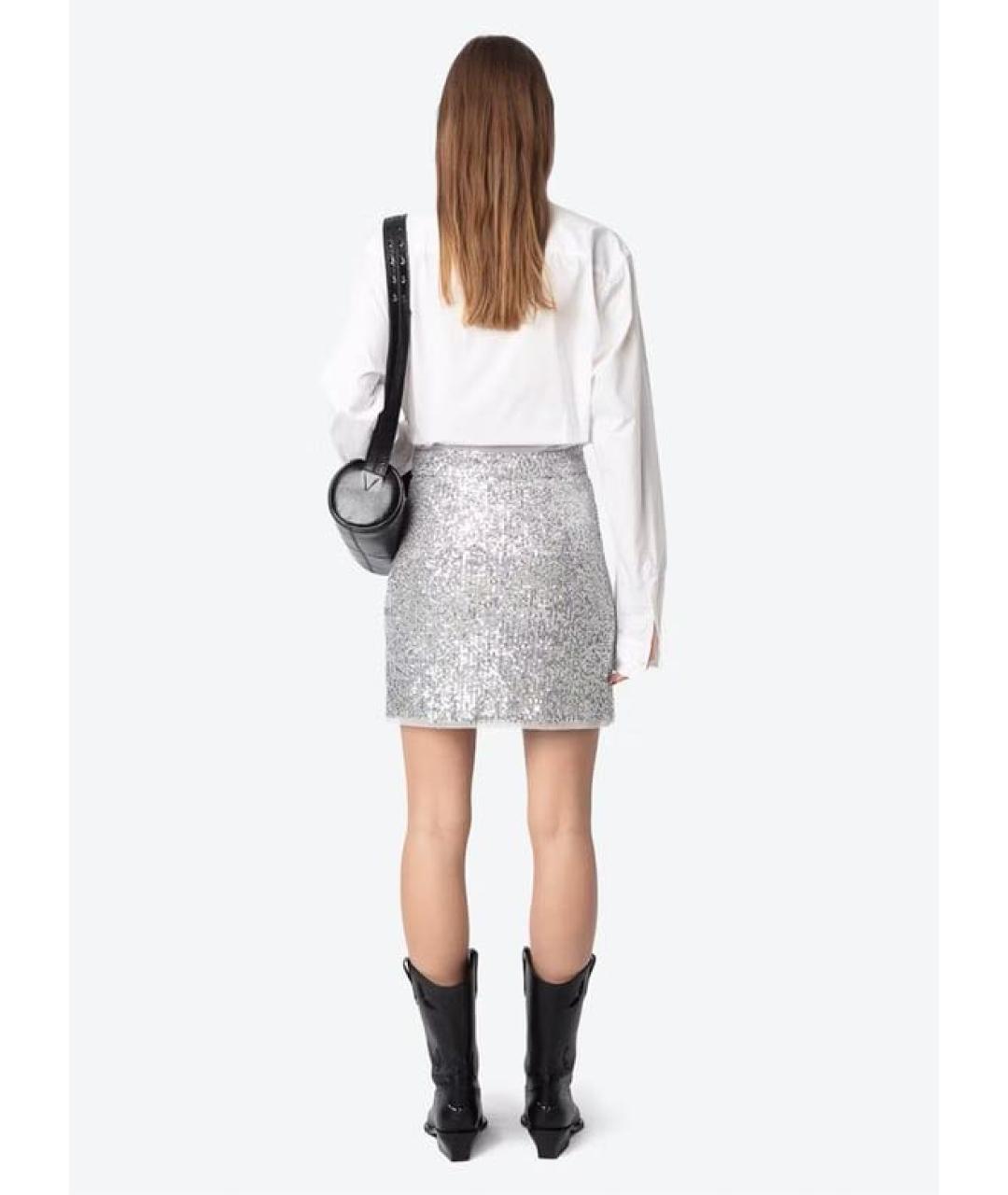 ZADIG & VOLTAIRE Серебряная полиэстеровая юбка мини, фото 4