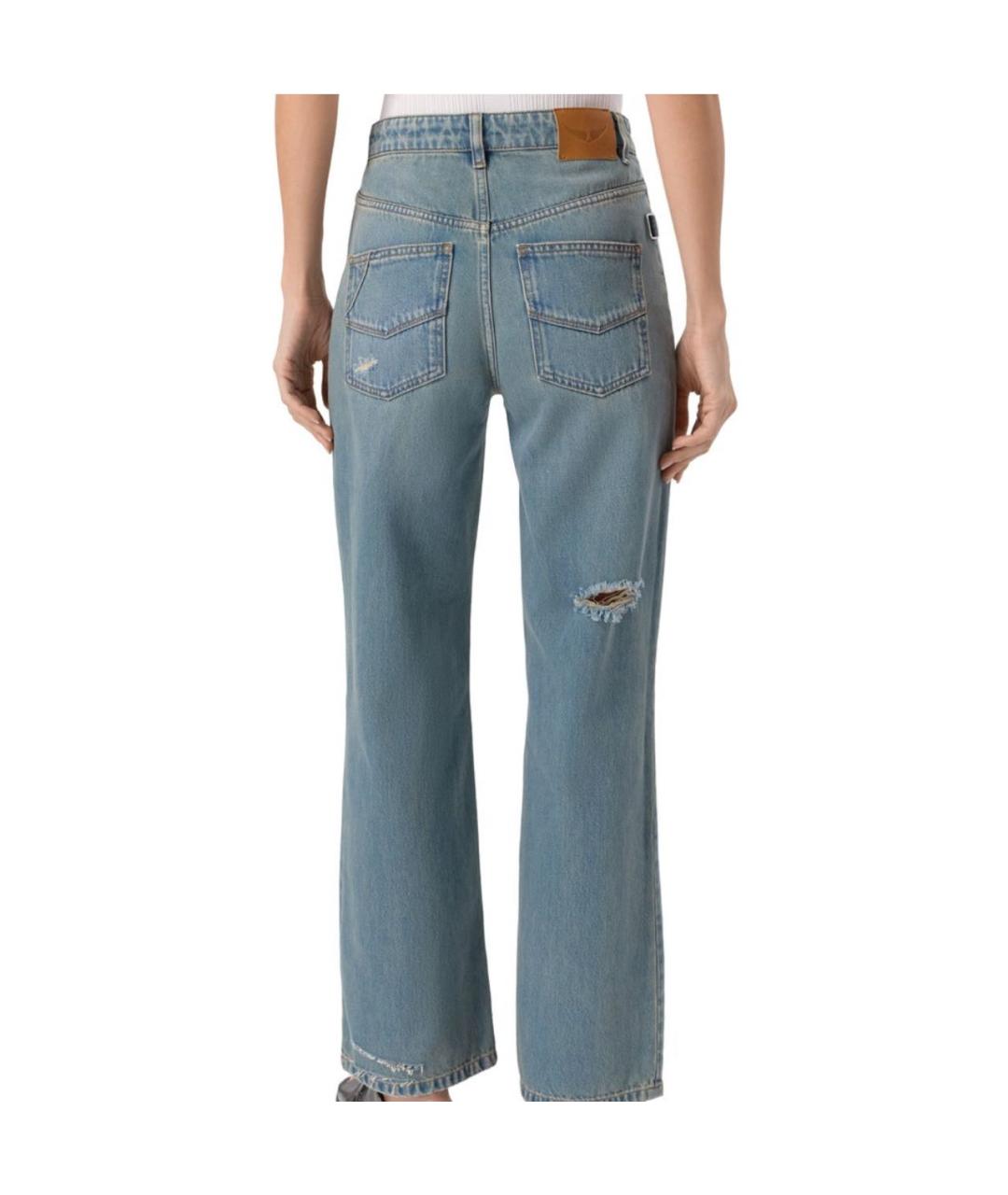 ZADIG & VOLTAIRE Голубые хлопковые прямые джинсы, фото 4