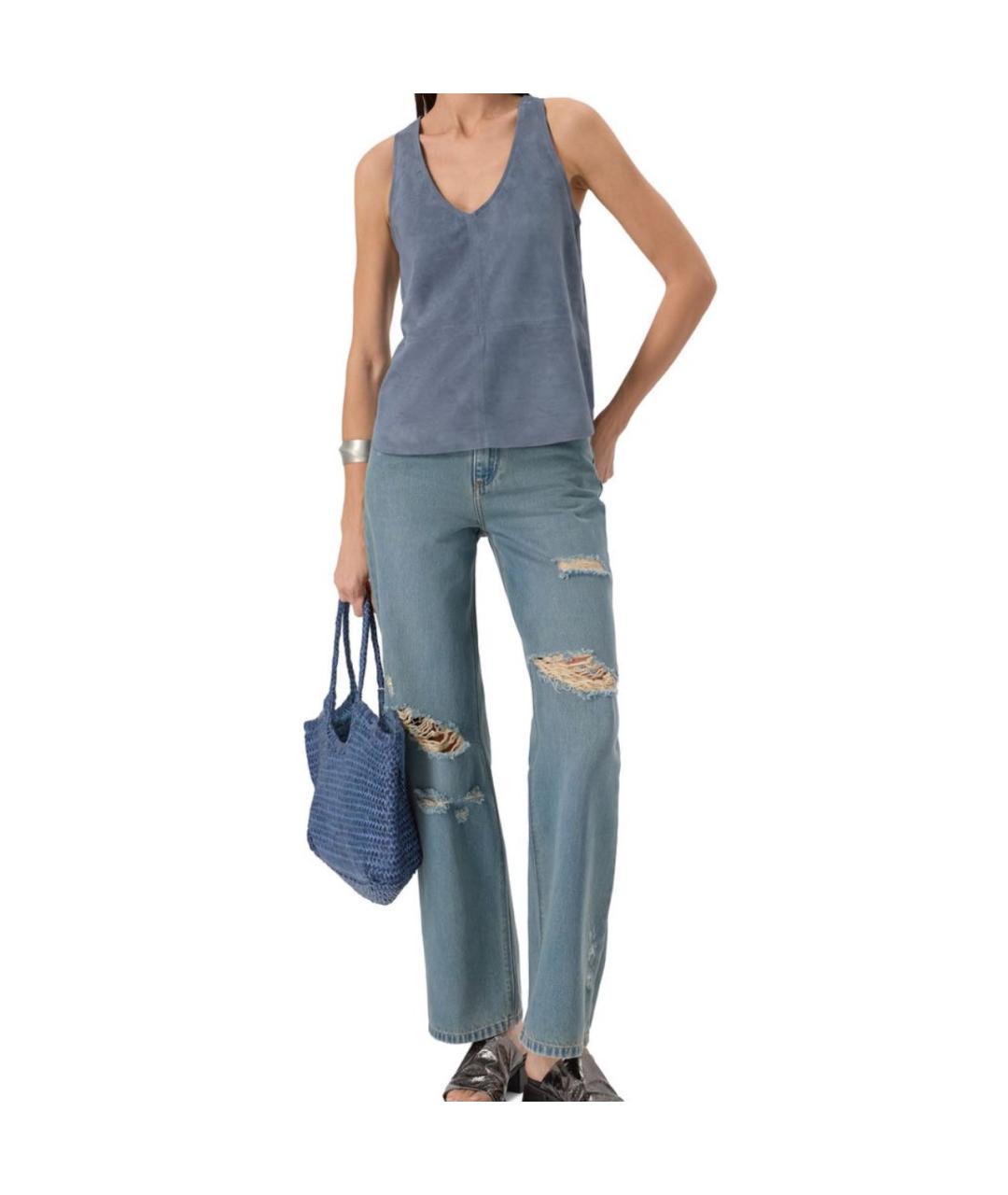 ZADIG & VOLTAIRE Голубые хлопковые прямые джинсы, фото 2