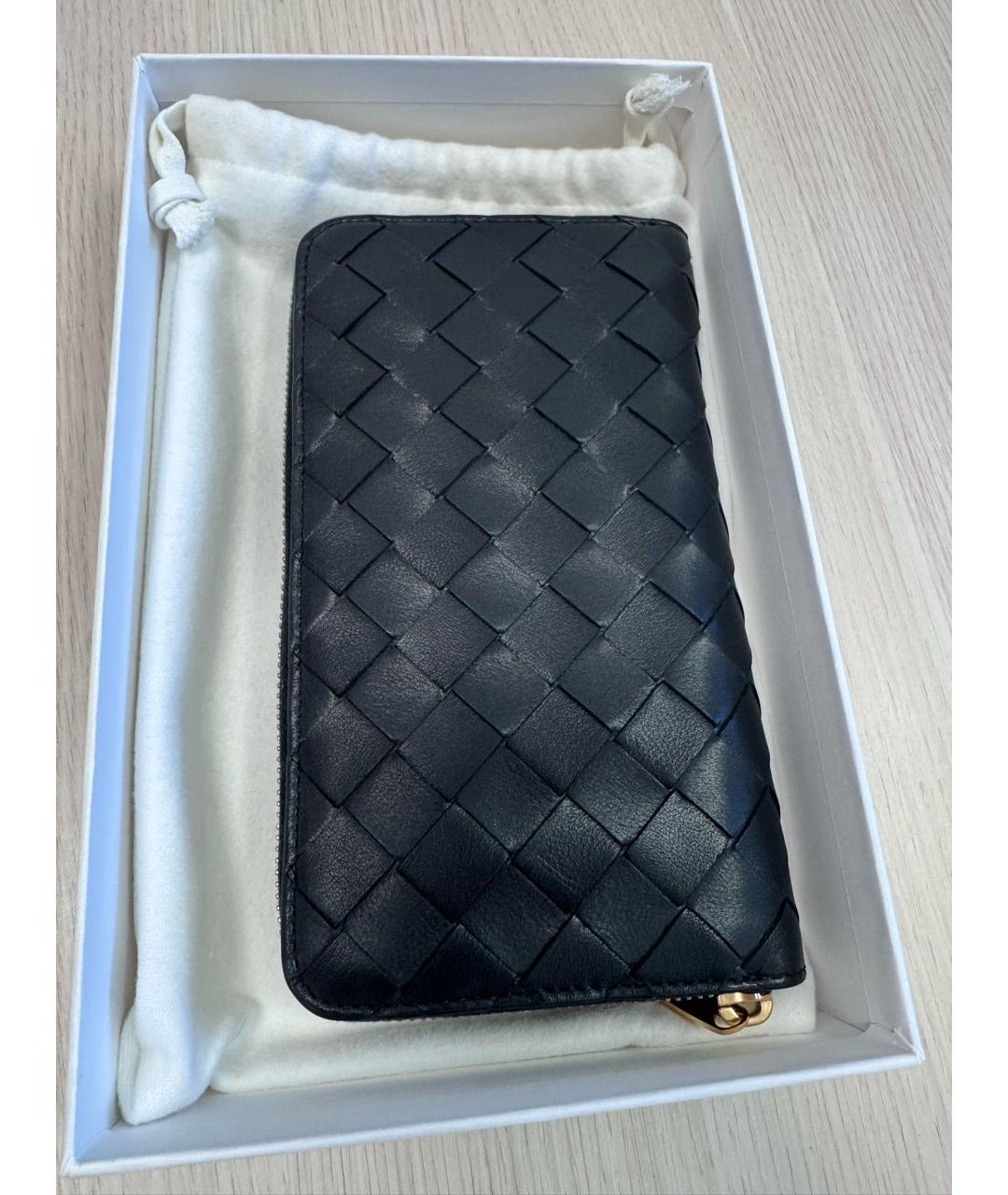 BOTTEGA VENETA Черный кожаный кошелек, фото 4