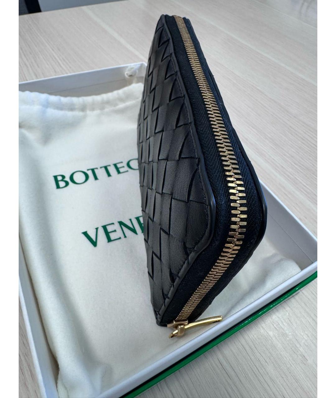 BOTTEGA VENETA Черный кожаный кошелек, фото 2
