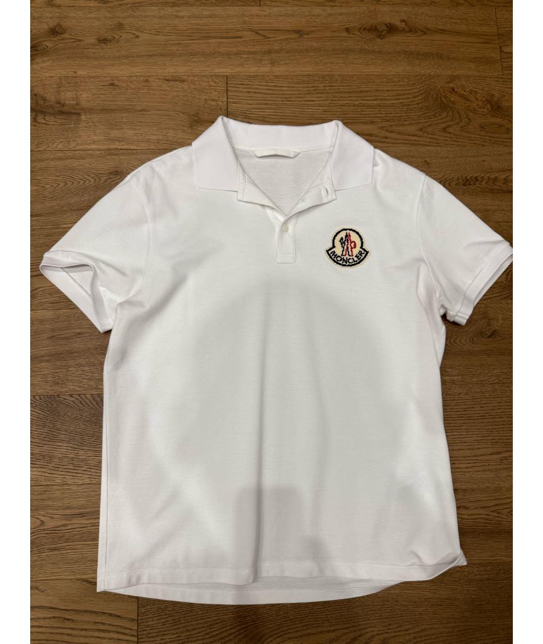 MONCLER Белое хлопковое поло с коротким рукавом, фото 5