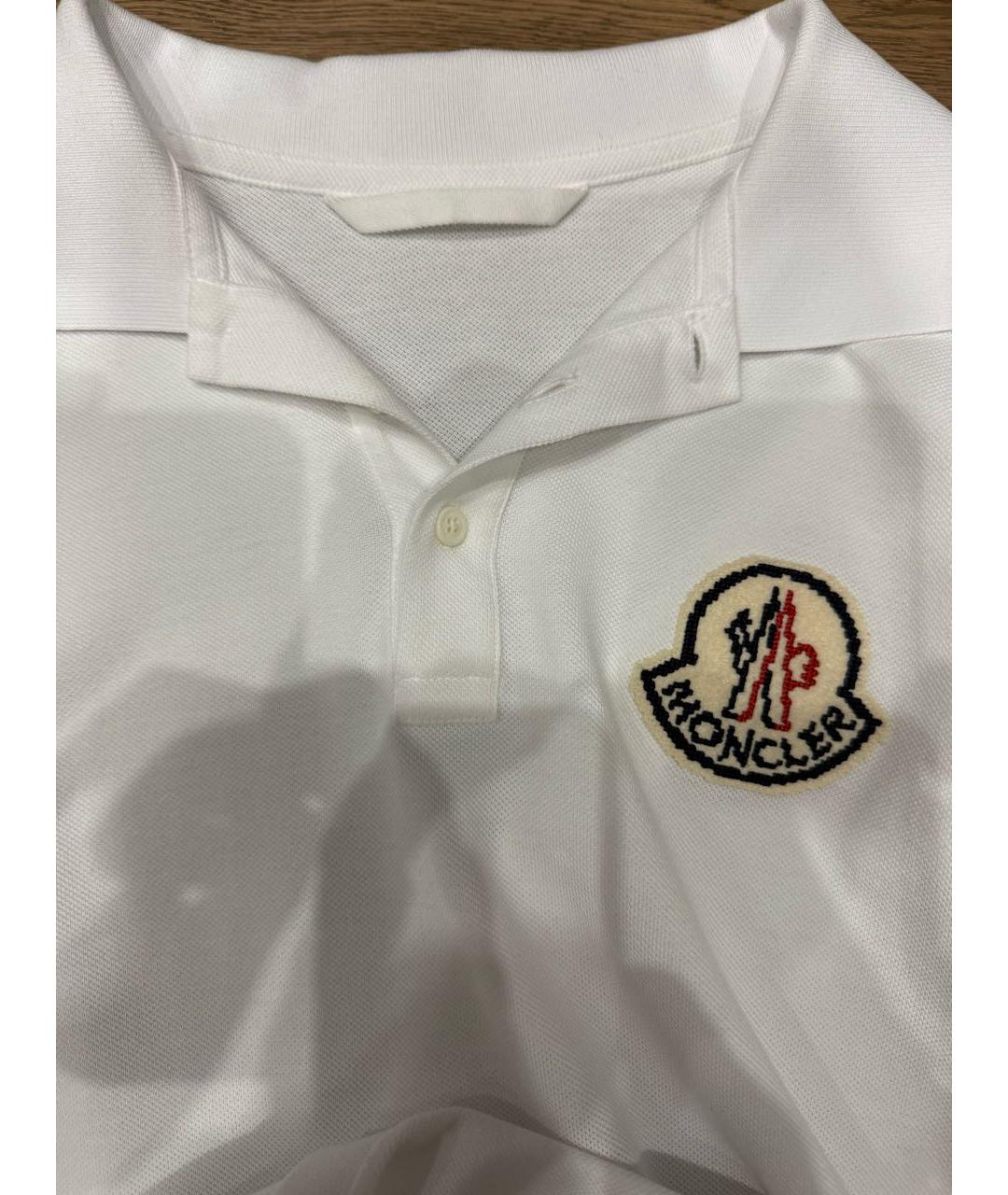 MONCLER Белое хлопковое поло с коротким рукавом, фото 4