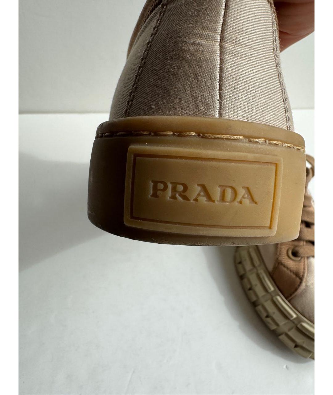 PRADA Бежевые текстильные кеды, фото 4