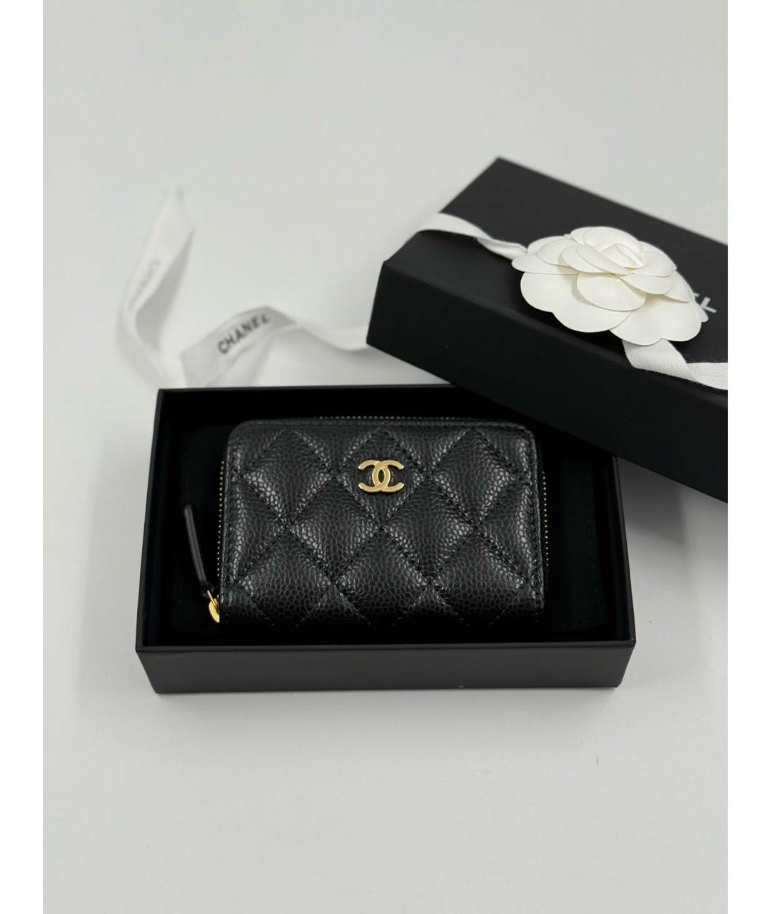 CHANEL Черный кожаный кошелек, фото 7