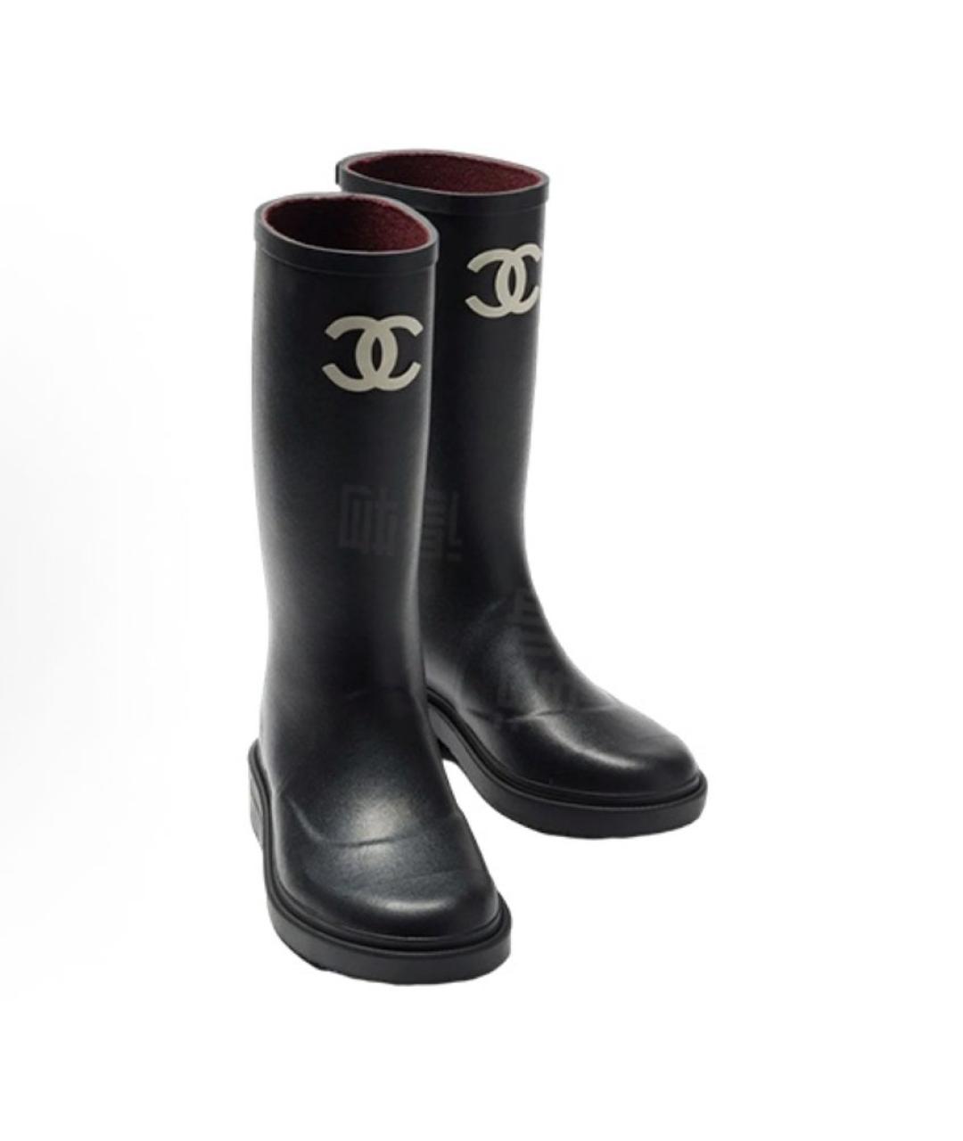 CHANEL Черные резиновые сапоги, фото 2