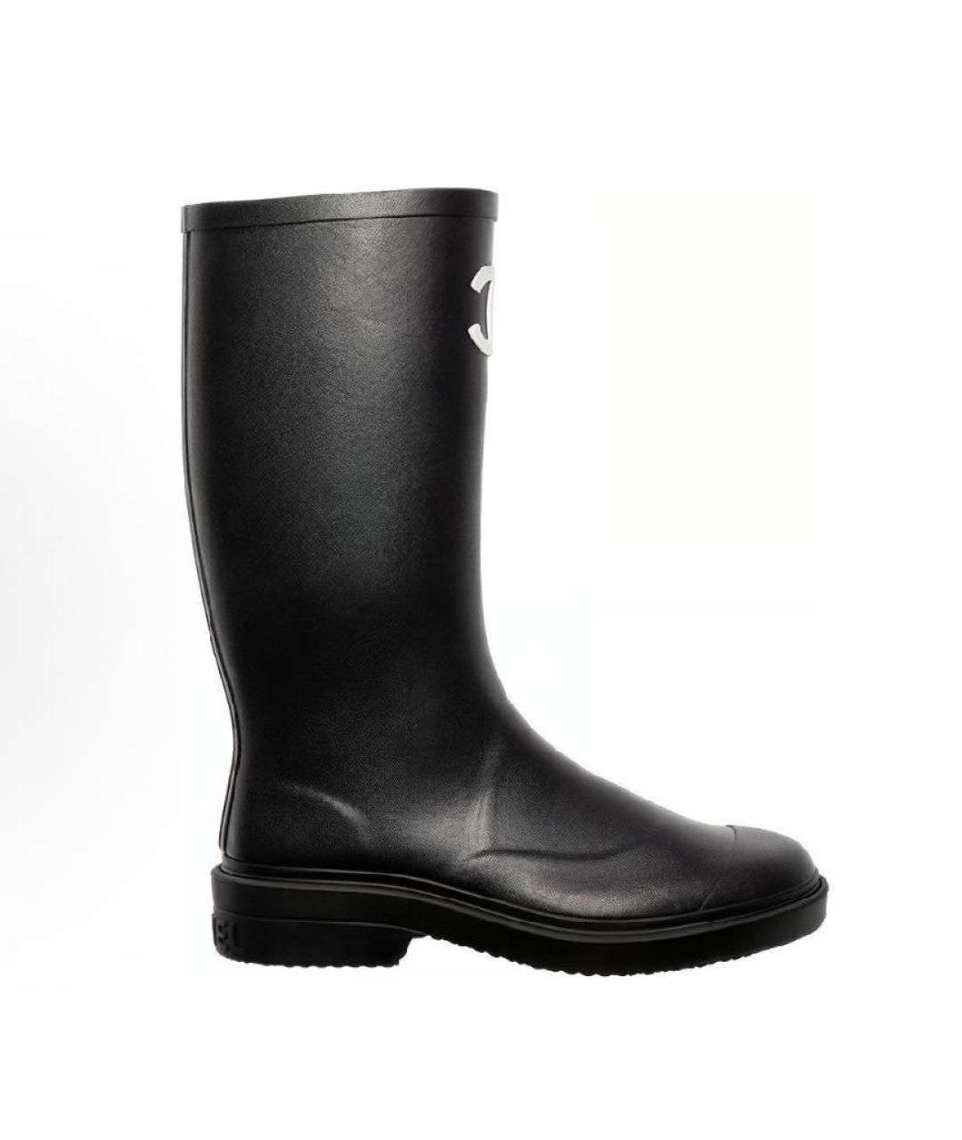 CHANEL Черные резиновые сапоги, фото 5
