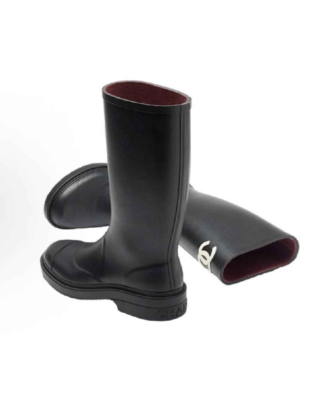 CHANEL Черные резиновые сапоги, фото 4