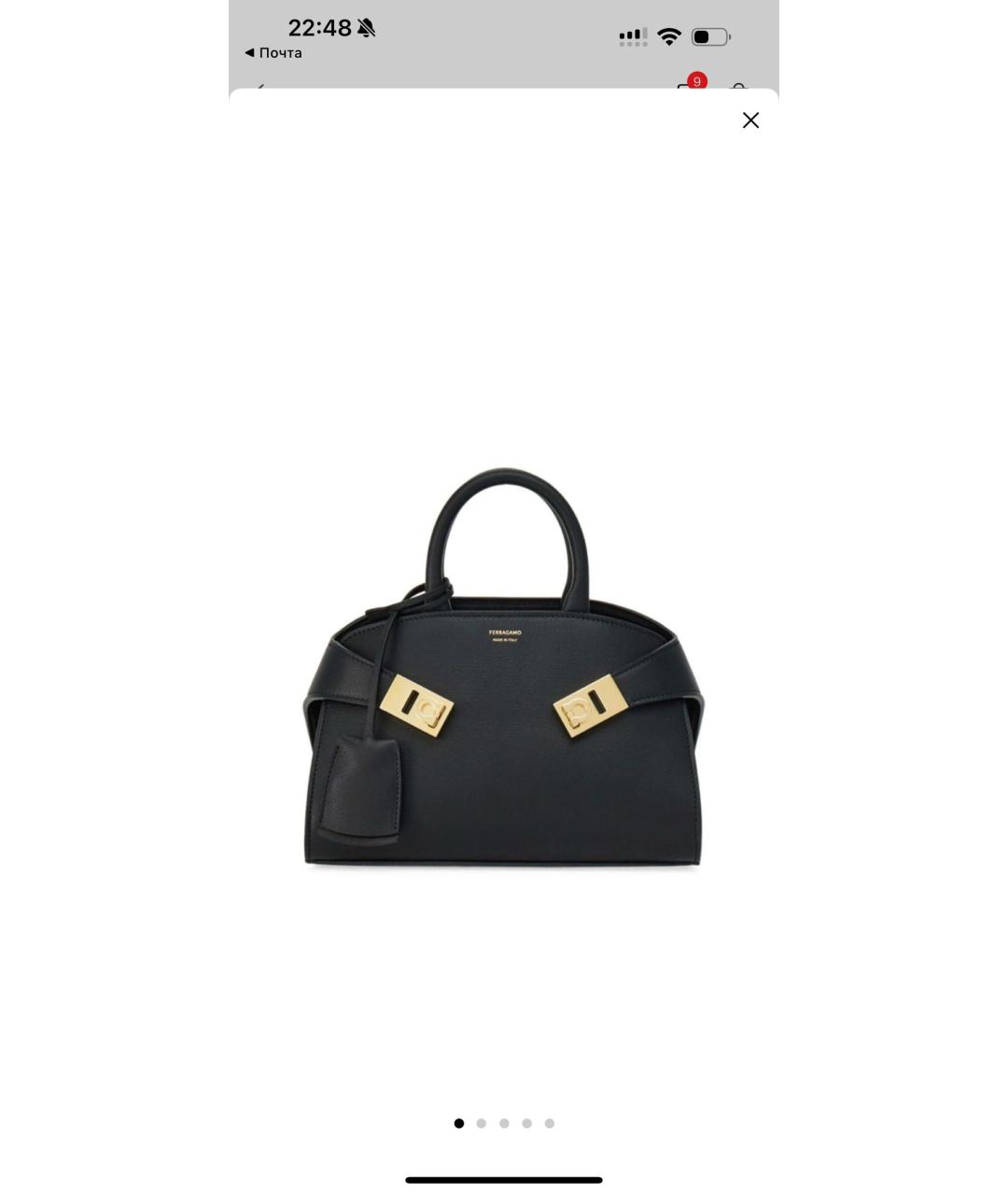 FERRAGAMO Черная кожаная сумка через плечо, фото 6