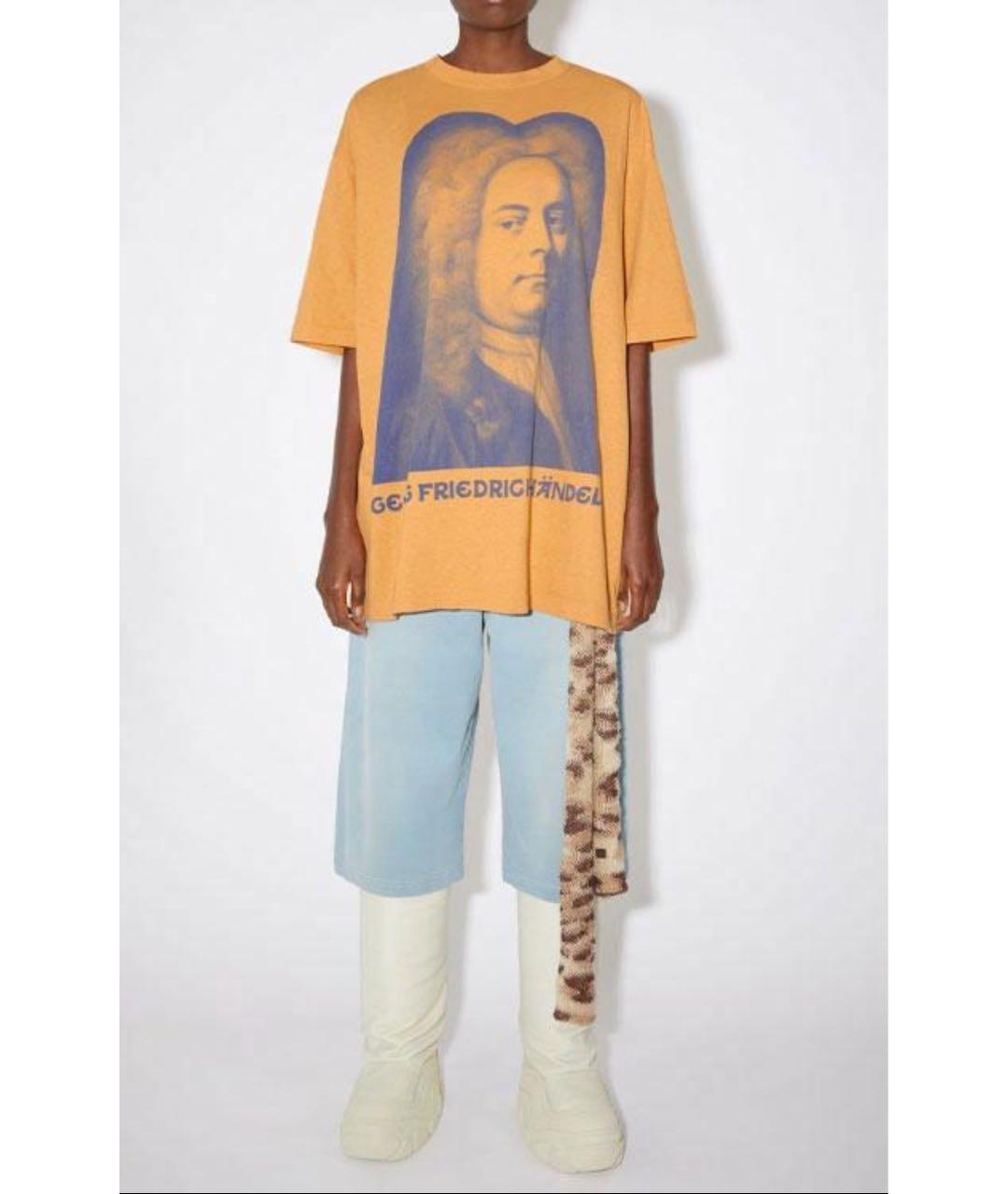 ACNE STUDIOS Оранжевая хлопковая футболка, фото 2