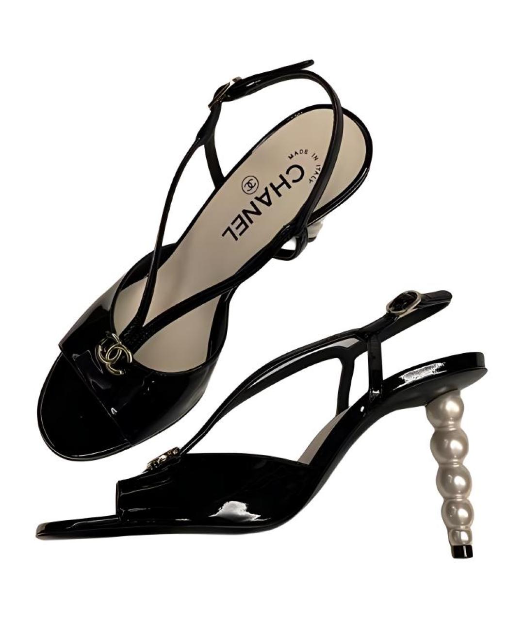 CHANEL Черные босоножки, фото 5