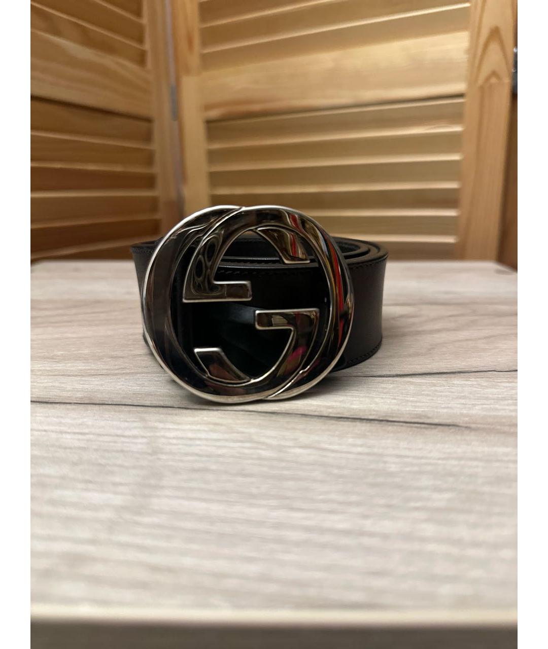 GUCCI Черный кожаный ремень, фото 5