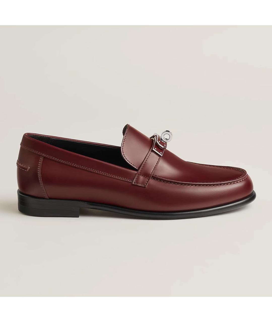 HERMES Бордовые кожаные мокасины, фото 6