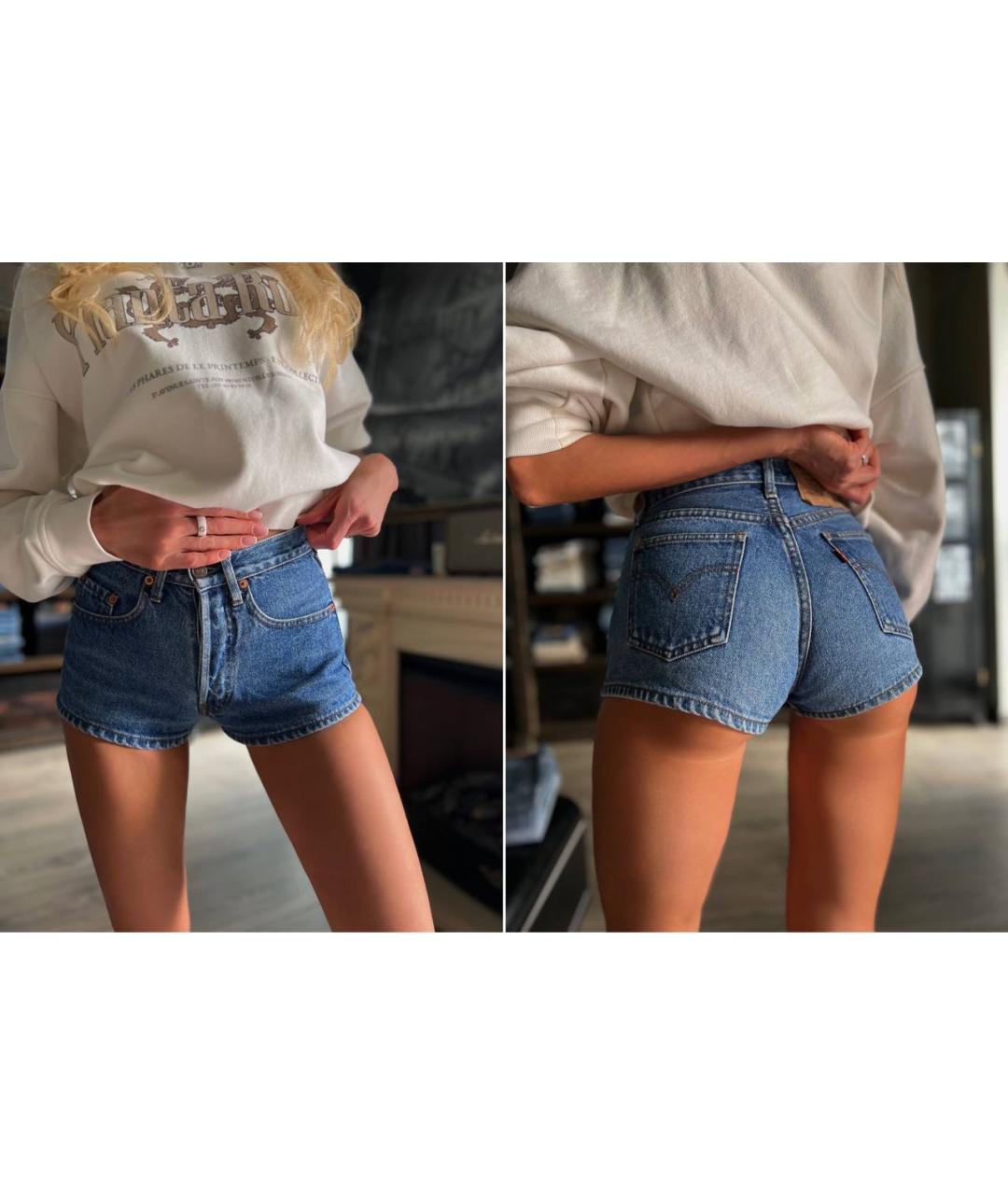 LEVI'S Синие деним шорты, фото 7