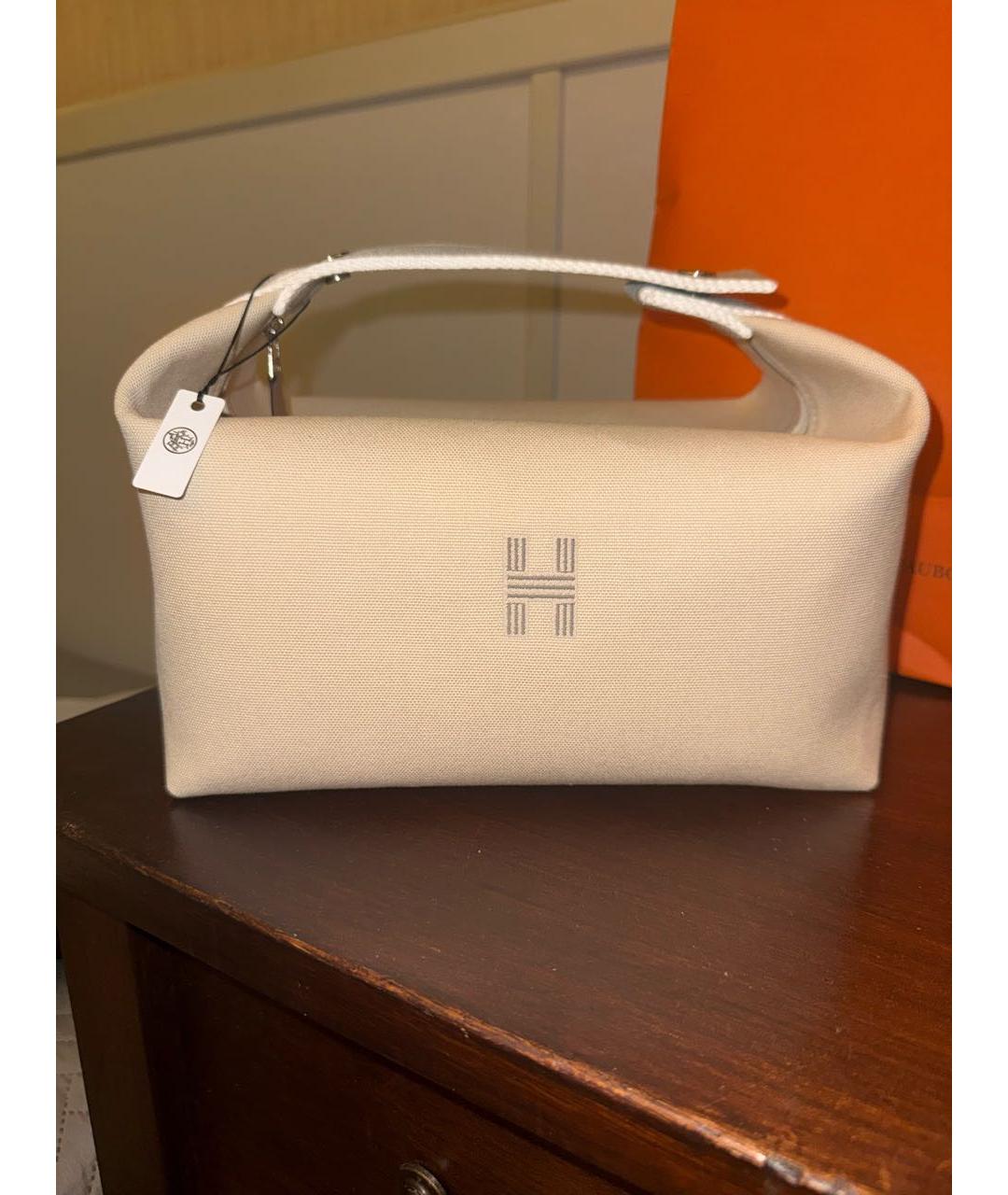HERMES Бежевая хлопковая косметичка, фото 5