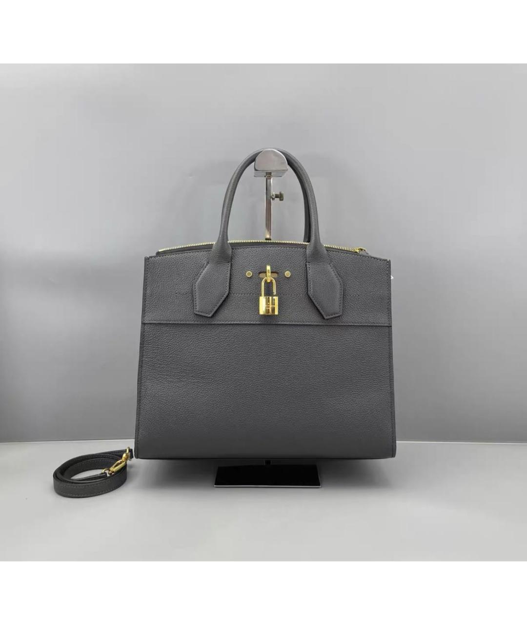 LOUIS VUITTON Серая кожаная сумка через плечо, фото 9