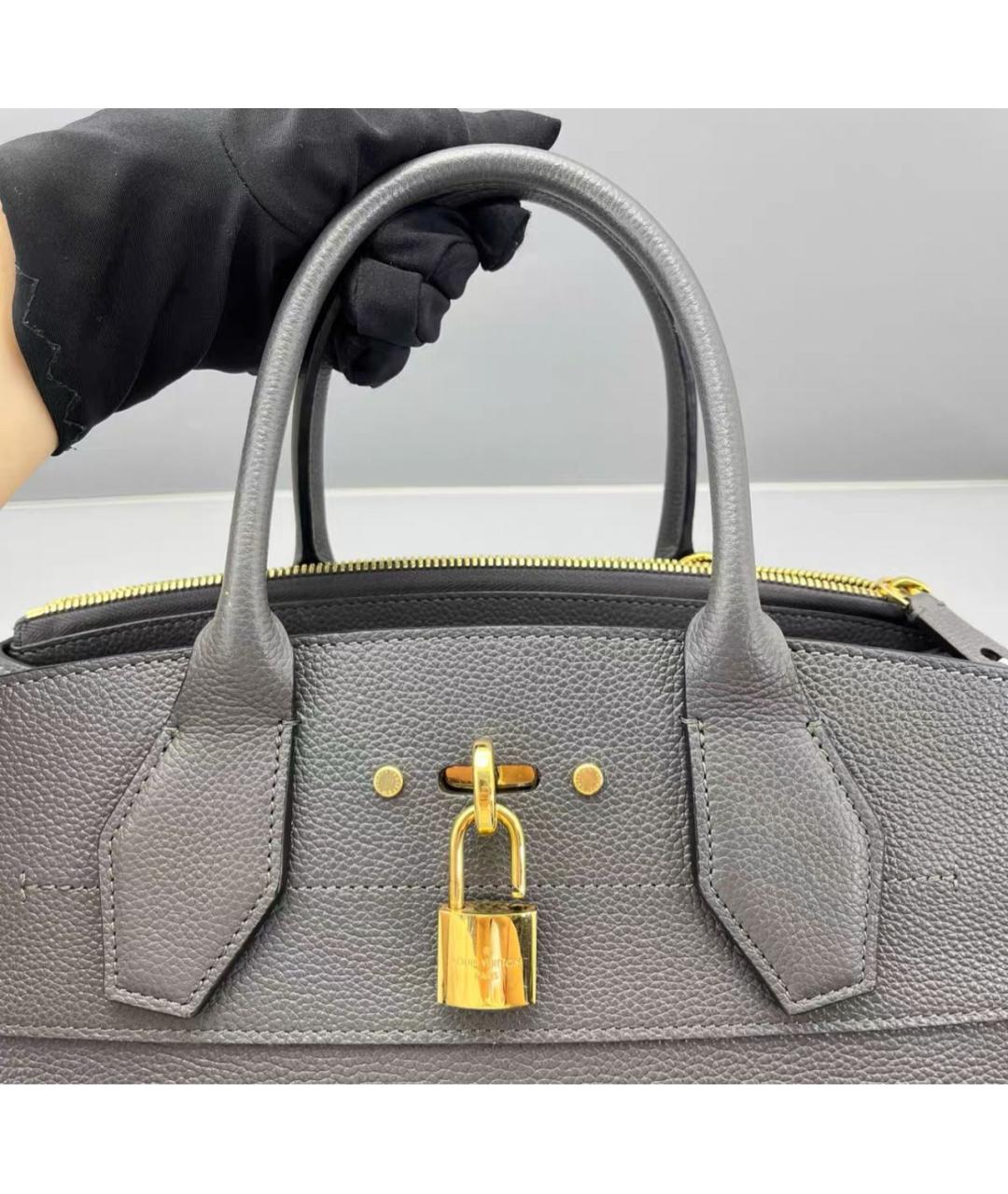 LOUIS VUITTON Серая кожаная сумка через плечо, фото 7