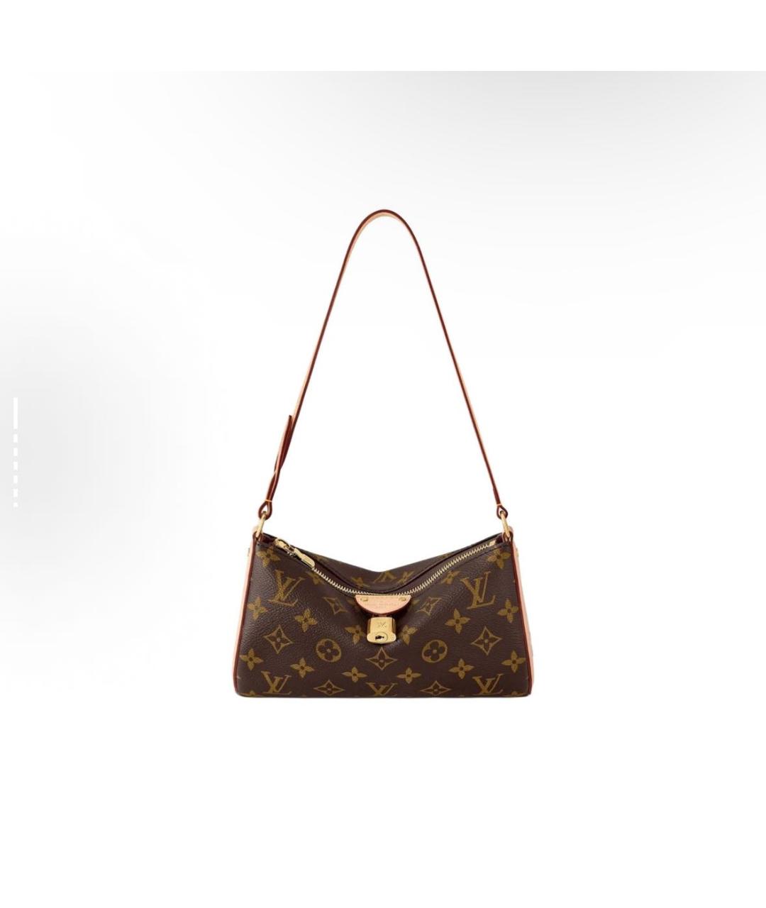 LOUIS VUITTON Коричневая кожаная сумка через плечо, фото 6