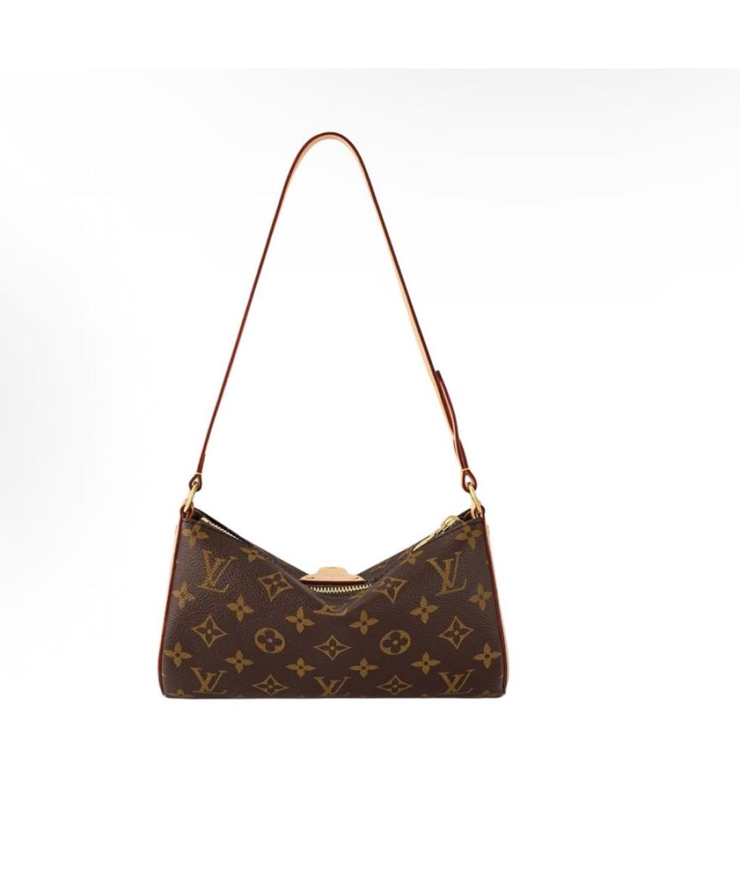 LOUIS VUITTON Коричневая кожаная сумка через плечо, фото 3