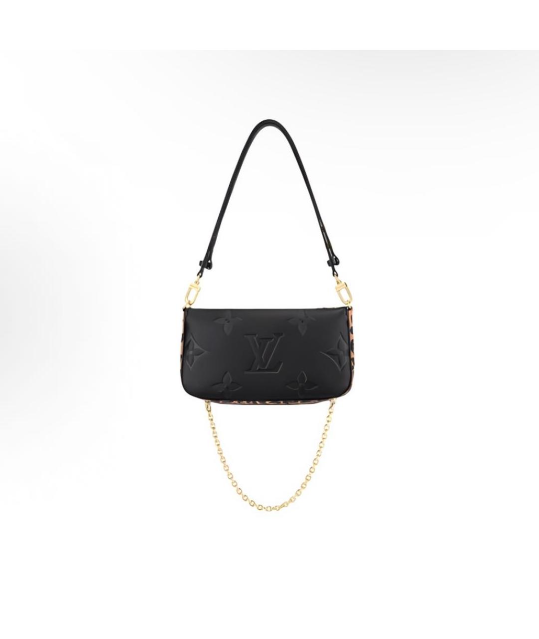 LOUIS VUITTON Черная кожаная сумка через плечо, фото 3